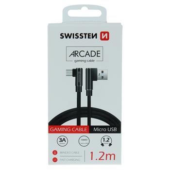 TEXTILNÍ DATOVÝ KABEL SWISSTEN ARCADE USB / MICRO USB 1,2 M ČERNÝ