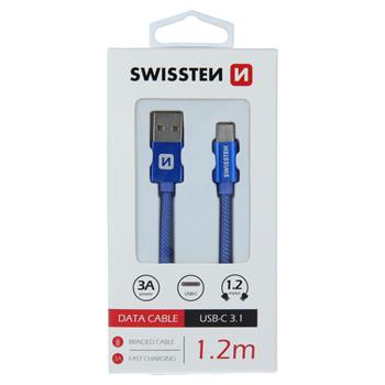 DATOVÝ KABEL SWISSTEN TEXTILE USB / USB-C 1,2 M MODRÝ