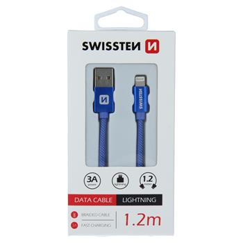 DATOVÝ KABEL SWISSTEN TEXTILE USB / LIGHTNING 1,2 M MODRÝ