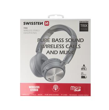 BLUETOOTH STEREO SLUCHÁTKA SWISSTEN TRIX STŘÍBRNO/ŠEDÁ