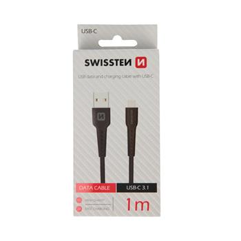 DATOVÝ KABEL SWISSTEN USB / USB-C 1,0 M ČERNÝ