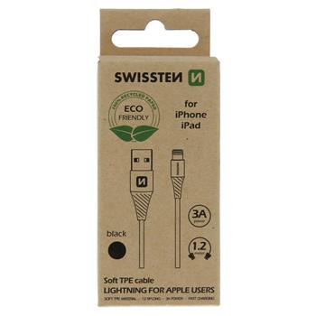 DATOVÝ KABEL SWISSTEN USB/LIGHTNING ČERNÝ 1,2M (ECO BALENÍ)