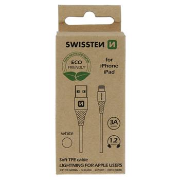 DATOVÝ KABEL SWISSTEN USB/LIGHTNING BÍLÝ 1,2M (ECO BALENÍ)