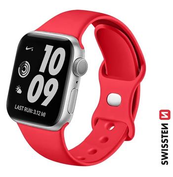 SWISSTEN ŘEMÍNEK PRO APPLE WATCH SILIKONOVÝ 42 / 44 / 45 / 49 mm ČERVENÝ