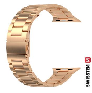 SWISSTEN ŘEMÍNEK PRO APPLE WATCH KOVOVÝ 42 / 44 / 45 / 49 mm RŮŽOVO ZLATÝ