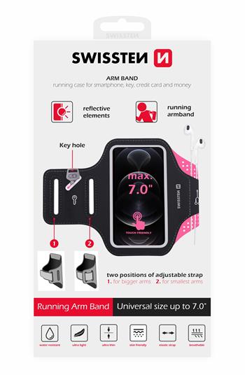 POUZDRO SWISSTEN ARMBAND CASE vel. 7,0" RŮŽOVÉ