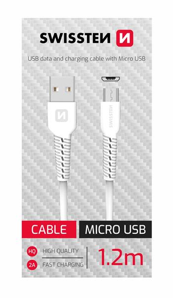 DATOVÝ KABEL SWISSTEN USB/MICRO USB BÍLÝ 1,2M (SAMOPRODAVAČ)