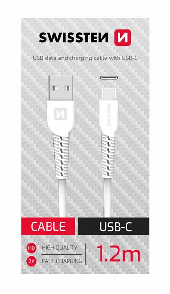 DATOVÝ KABEL SWISSTEN USB/USB-C BÍLÝ 1,2M (SAMOPRODAVAČ)