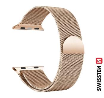 SWISSTEN ŘEMÍNEK PRO APPLE WATCH MILÁNSKÝ TAH 38 / 40 / 41 mm ZLATÝ