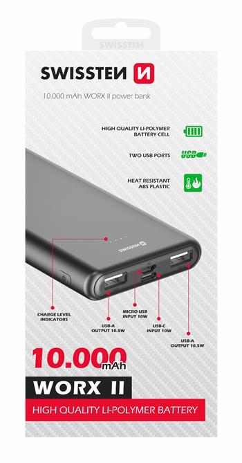 SWISSTEN WORX II POWER BANK 10000 mAh