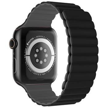 SWISSTEN ŘEMÍNEK PRO APPLE WATCH SILIKONOVÝ - MAGNETIC 42 / 44 / 45 / 49 mm ČERNO/ŠEDÝ