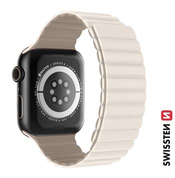 SWISSTEN ŘEMÍNEK PRO APPLE WATCH SILIKONOVÝ - MAGNETIC 42 / 44 / 45 / 49 mm BÍLÁ / CAPPUCCINO