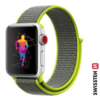 SWISSTEN ŘEMÍNEK PRO APPLE WATCH NYLONOVÝ 38 / 40 / 41 mm ZÁŘIVĚ ZELENÝ