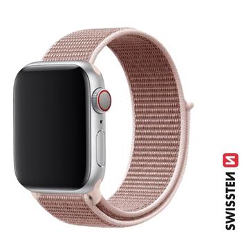 SWISSTEN ŘEMÍNEK PRO APPLE WATCH NYLONOVÝ 42 / 44 / 45 / 49 mm RŮŽOVO ZLATÝ