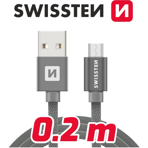 USB/micro USB textilní 0,2 m