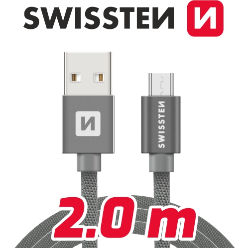 USB/micro USB textilní 2,0 m