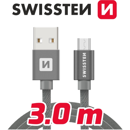 USB/micro USB textilní 3,0 m