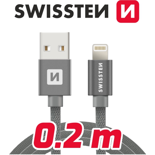 USB/lightning textilní 0,2 m