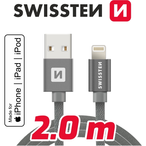 USB/lightning MFi textilní 2,0 m